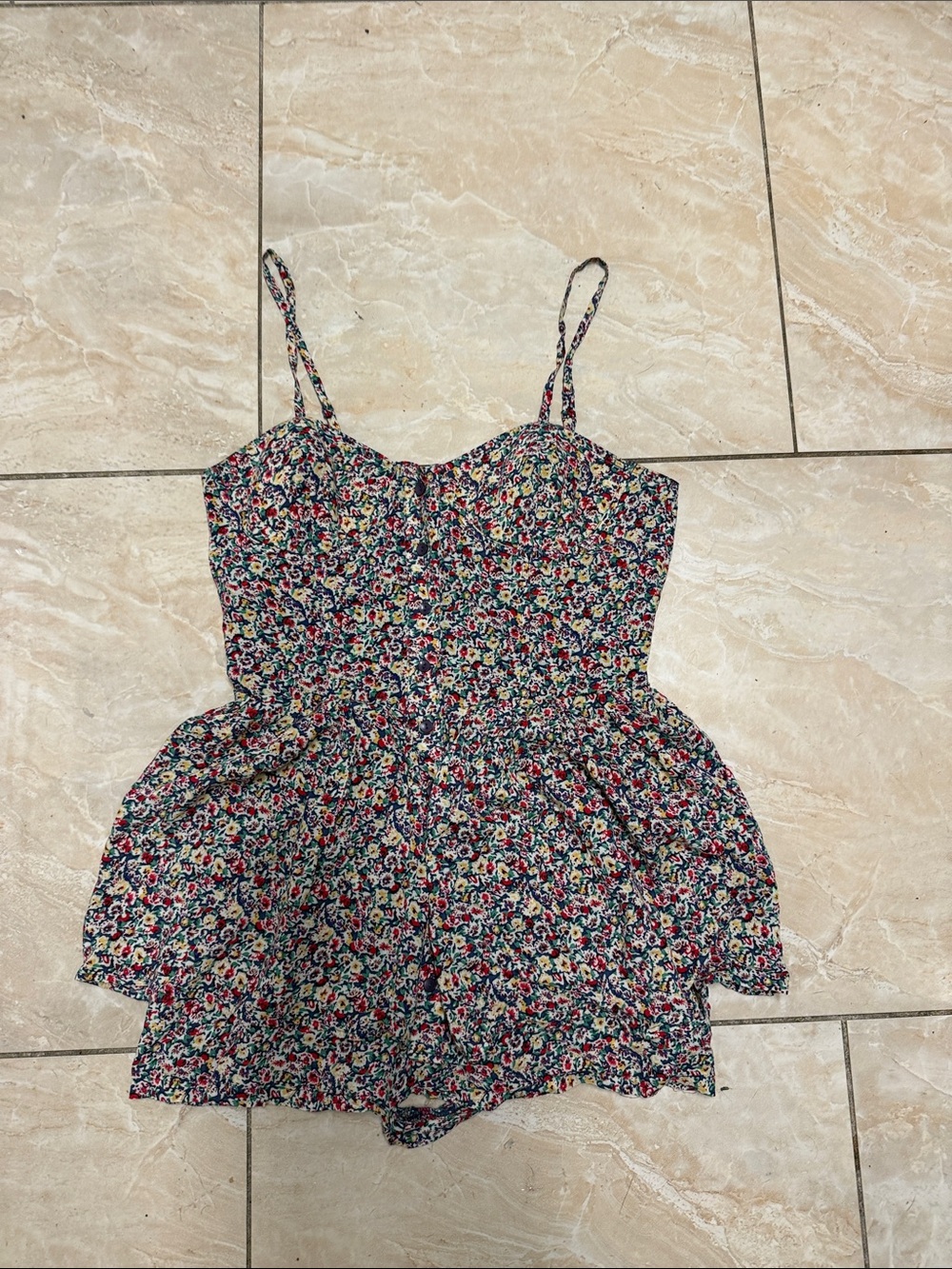 Forever 21 Navy Floral Spaghetti Strap Romper